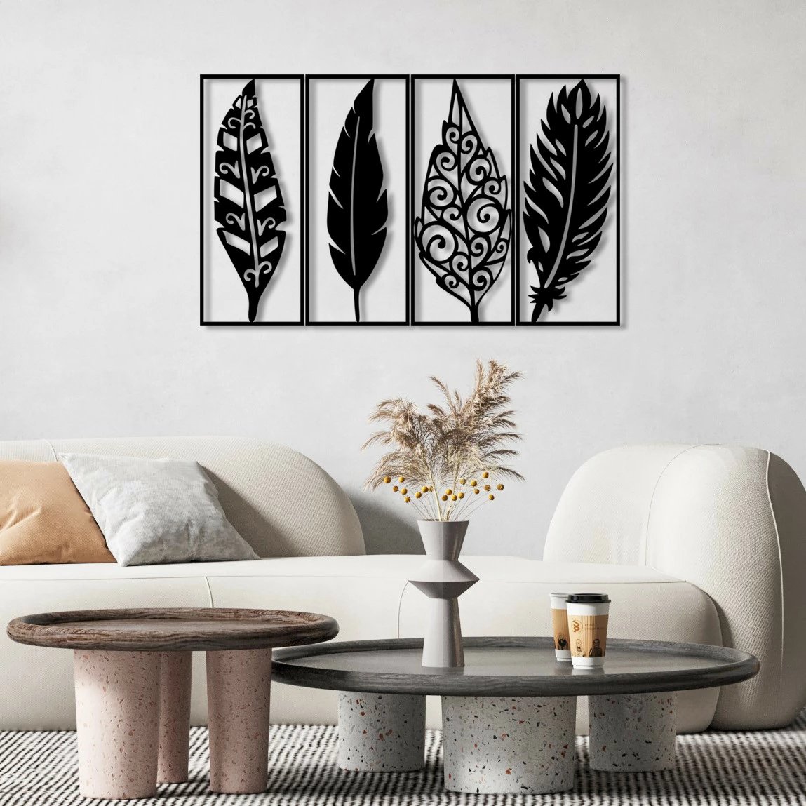 Aksesor dekorativ metalik për mur Wallity, Safderun, ngjyrë e zezë, 100x60cm