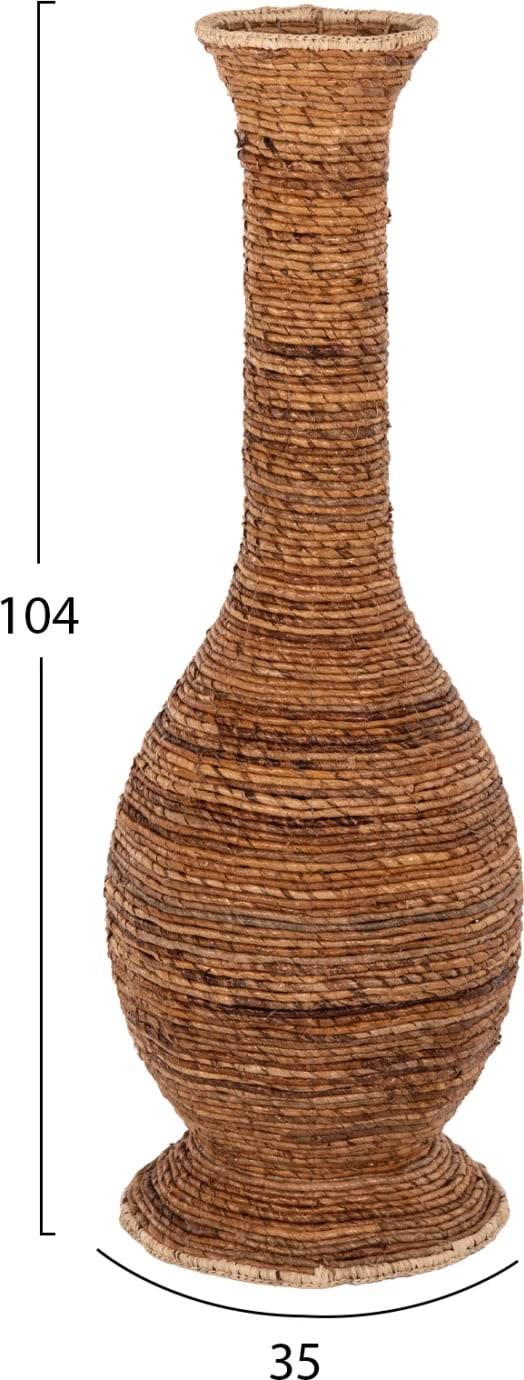 Vazo dekorative për dysheme, fibra banane, ngjyrë kafe, FH7865, Φ35x104H cm
