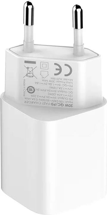 Karikues muri LDNIO A2318M, 20W, USB, USB-C, me kabllo USB-C në Lightning, Bardhë
