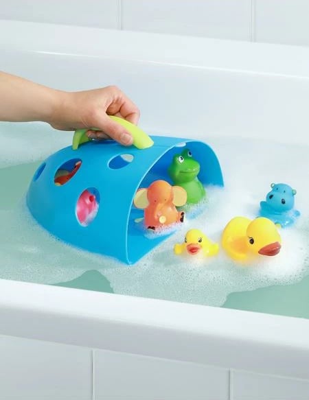 kuti lodrash për banjë Akuku plastike me dorezë dhe thithësa 25x22 cm gri