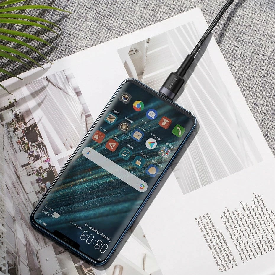 Kabllo Baseus Cafule CATKLF-PG1, USB-A në USB-C, 1m, 40W, Gri-e zezë