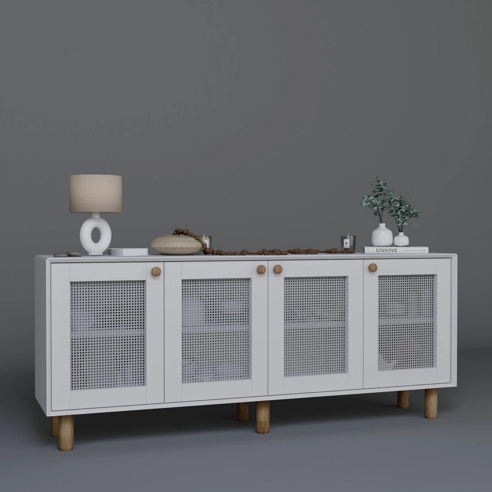 Konsol bohemian, ngjyrë e bardhë, Skye Decor, 180x75x40cm