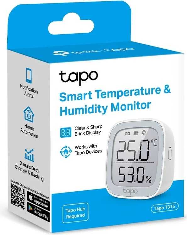 Sensor temperature dhe lagështie TP-LINK Tapo T315, i bardhë