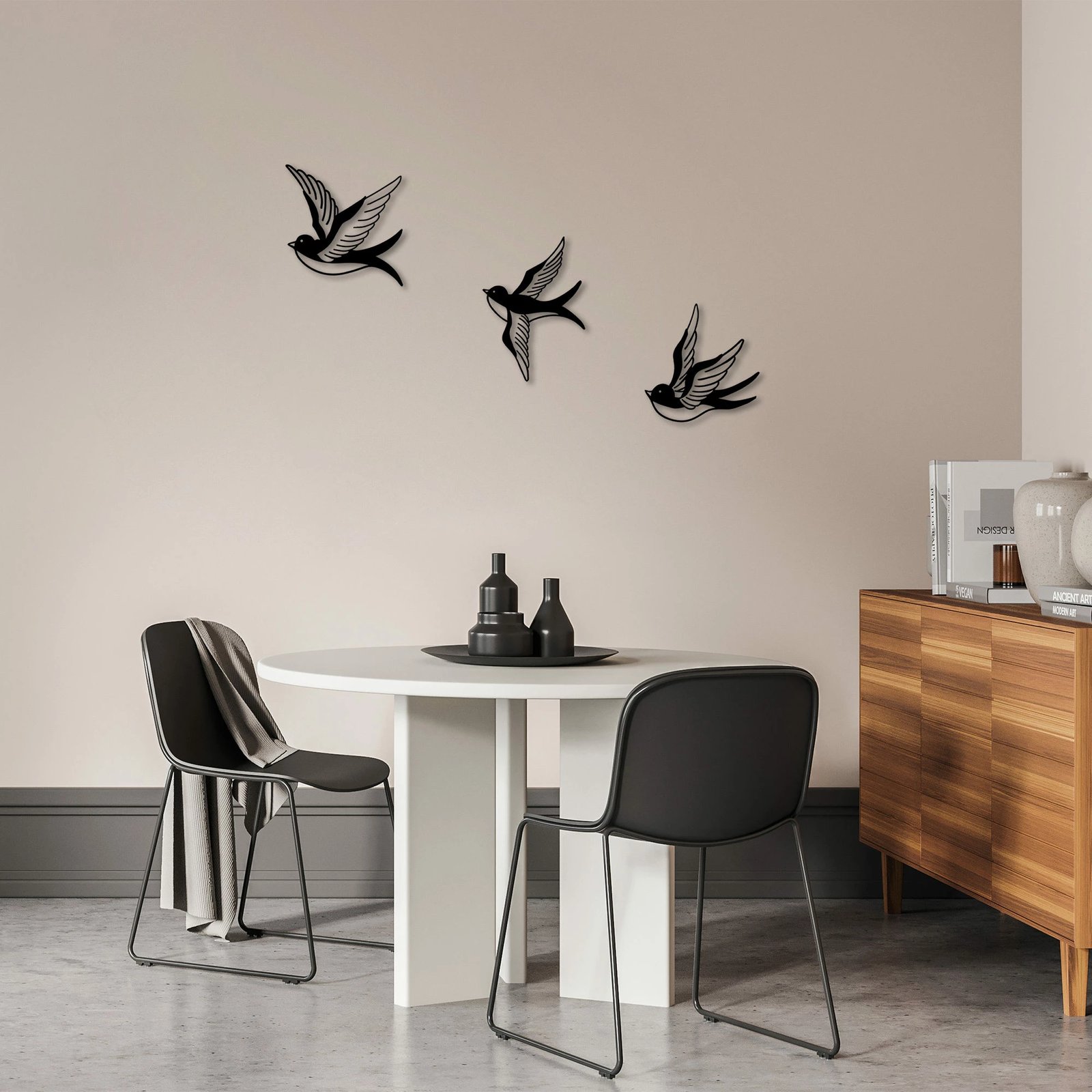 Aksesor dekorativ metalik për mur, Wallity, mal, 3 copë