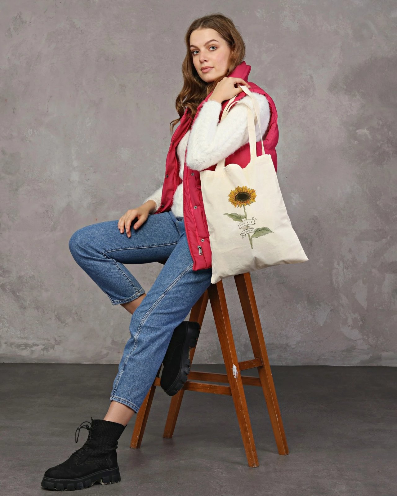 Çantë tote Zoozie Bags, krem, 35x40cm, 0482