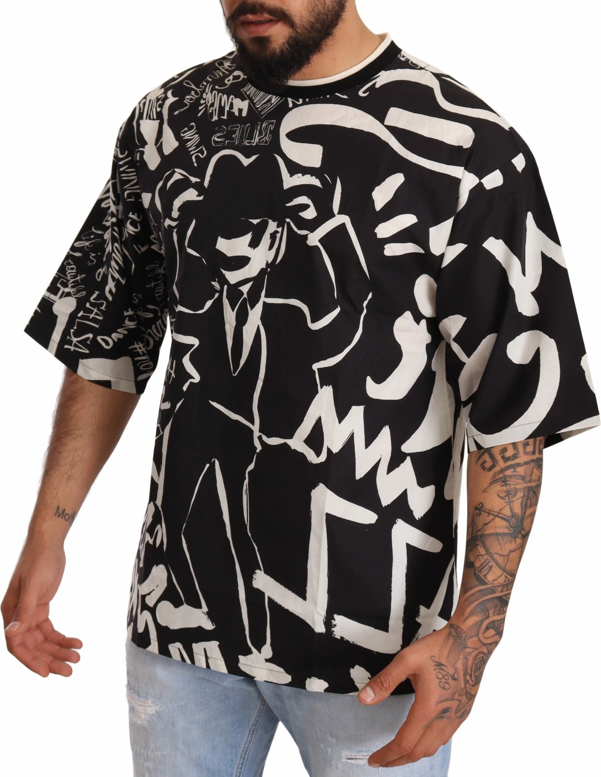 Maicë për meshkuj Dolce & Gabbana, e bardhë/zezë