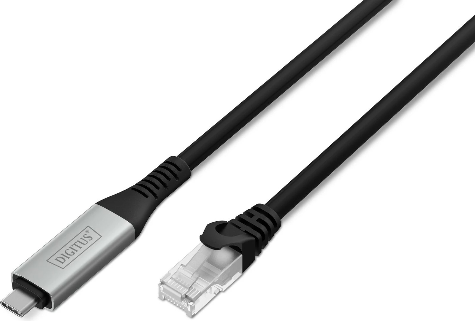 Kabllo USB-C në RJ-45 Digitus Cat6a 2m, e zezë