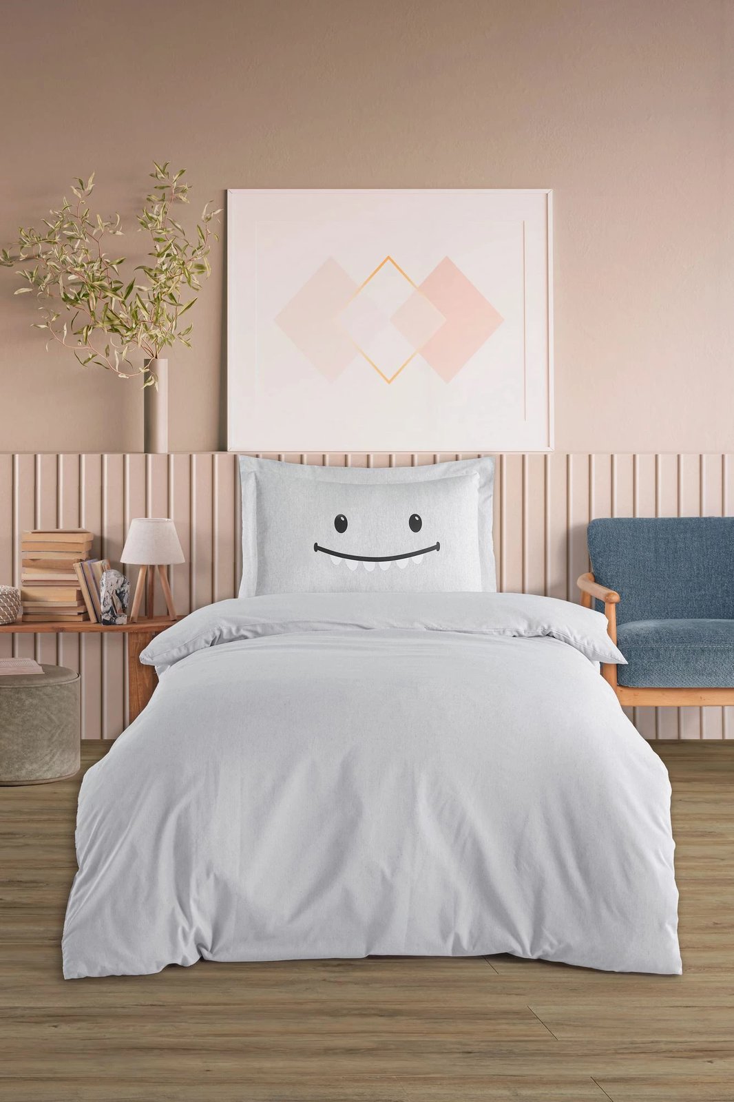 Set mbulesë për jorgan dopio, Lububu, ngjyrë gri