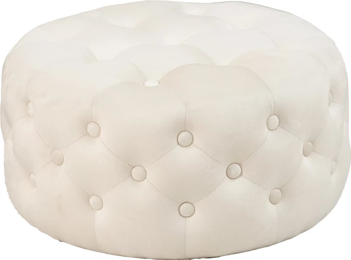 Stool-pouf Ferdia, kadife krem, 59x28.5cm