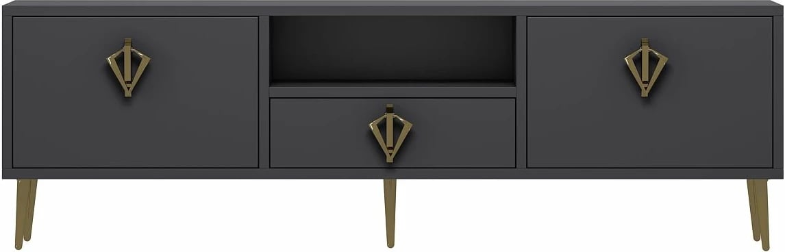 Komodë TV, ngjyrë antracit dhe ari, Skye Decor, 1313-DROP-32