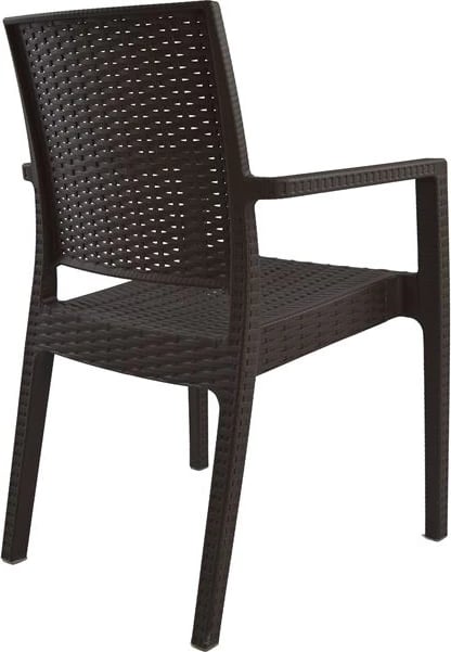 Karrige me krahë polipropileni, ngjyrë kafe e errët, FH5134.02, 57x55,5x89 cm