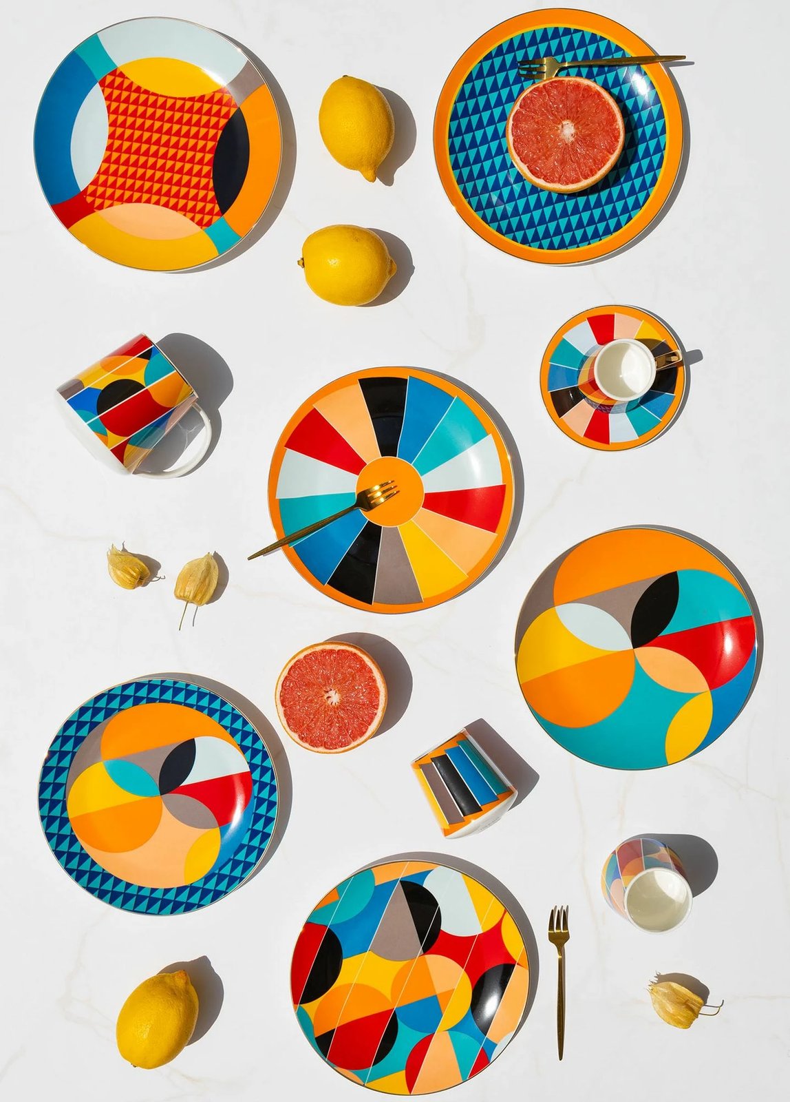 Set pjatash për ëmbëlsira, shumëngjyrëshe, Hermia, DNR0077, 6 copë