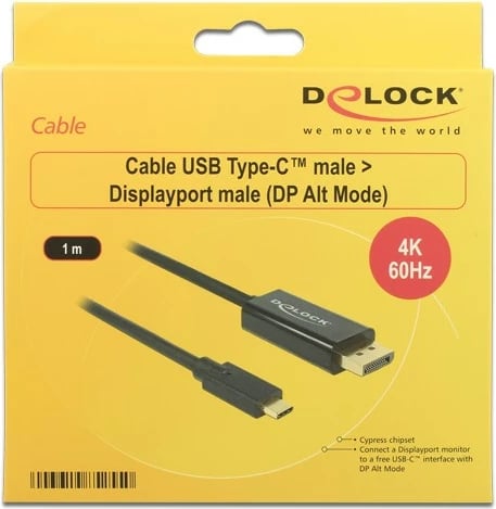 Kabllo USB Type-C, DisplayPort DeLOCK 85255, 1 m, ari