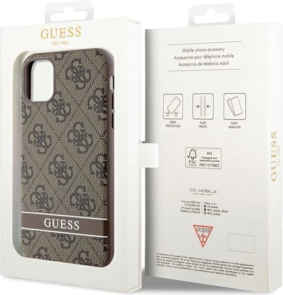 Mbështjellës Guess GUHCN61P4SNW për iPhone 11/XR, hardcase, kafe Mbështjellës Guess GUHCN61P4SNW për iPhone 11/XR, hardcase, kafe