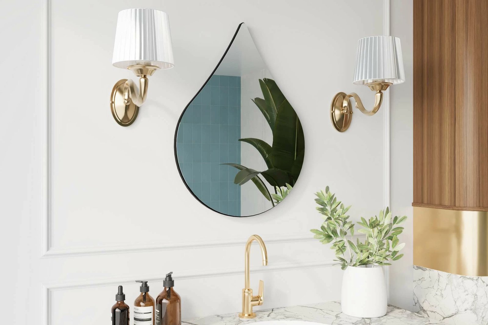 Pasqyrë dekorative në formë pike, ngjyrë e zezë, Skye Decor, 50x70cm