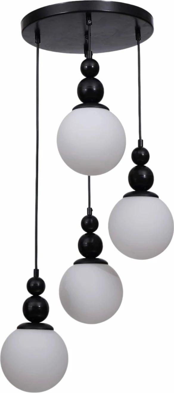 Llambadar Opviq, 9052-4, metal e xham, e bardhë dhe e zezë