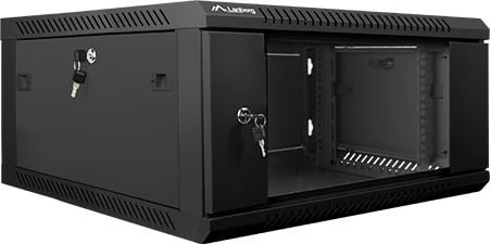 Kasë rrjeti Lanberg WF01-6604-10B, 19" 4U, montim në mur, xham, e zezë