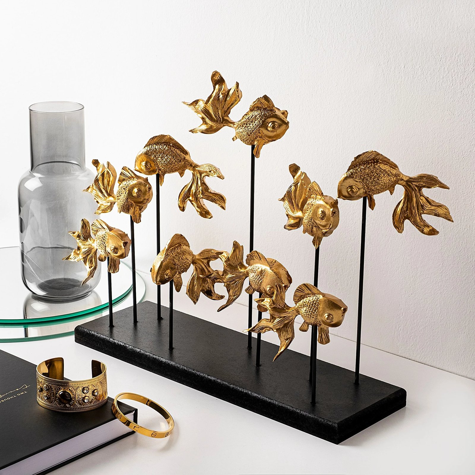 Objekt dekorativ GOLDFISH 1, ngjyrë ari, Evila Originals