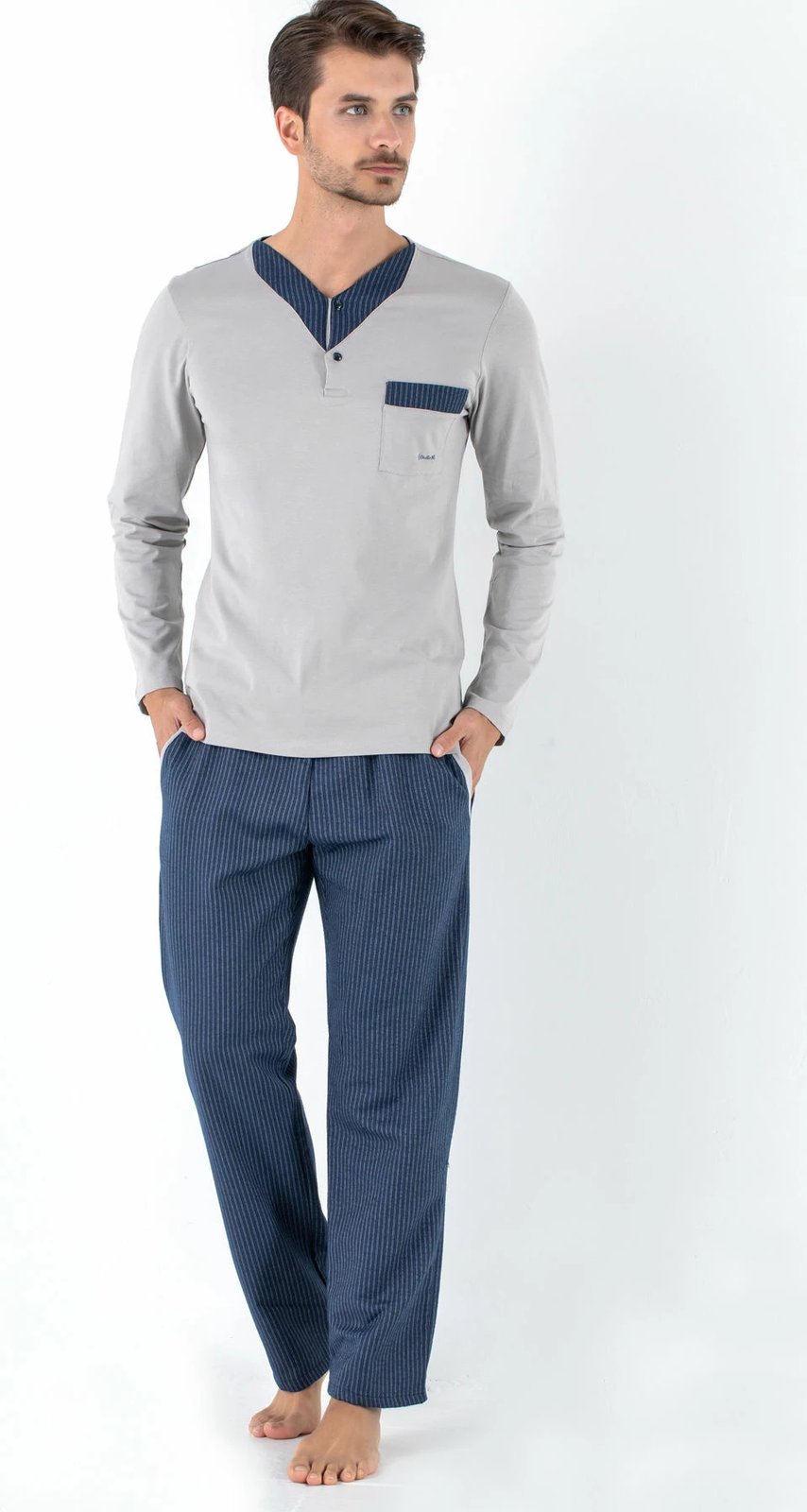 Set pizhamash për burra Jumeon, 002-000466, gri, kaltër