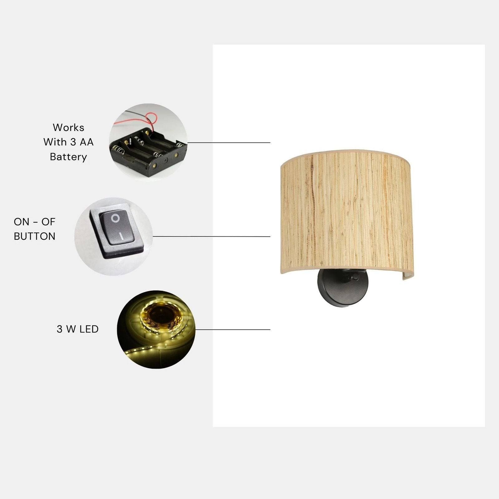 Llambë muri Opviq, bambu, 8861-8P