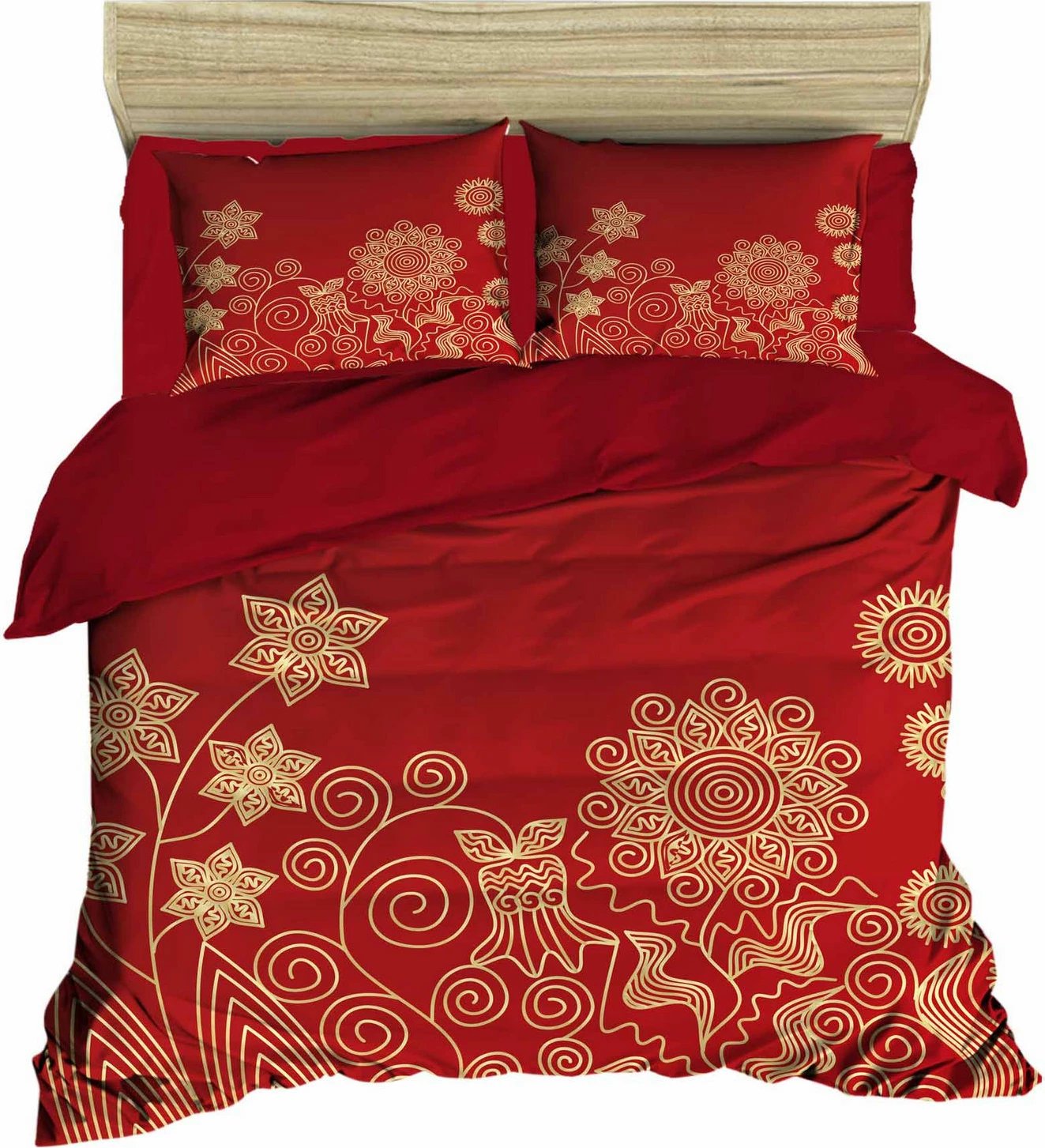 Set mbulesë për jorgan King, ngjyrë e kuqe dhe ari, L'essentiel, 464