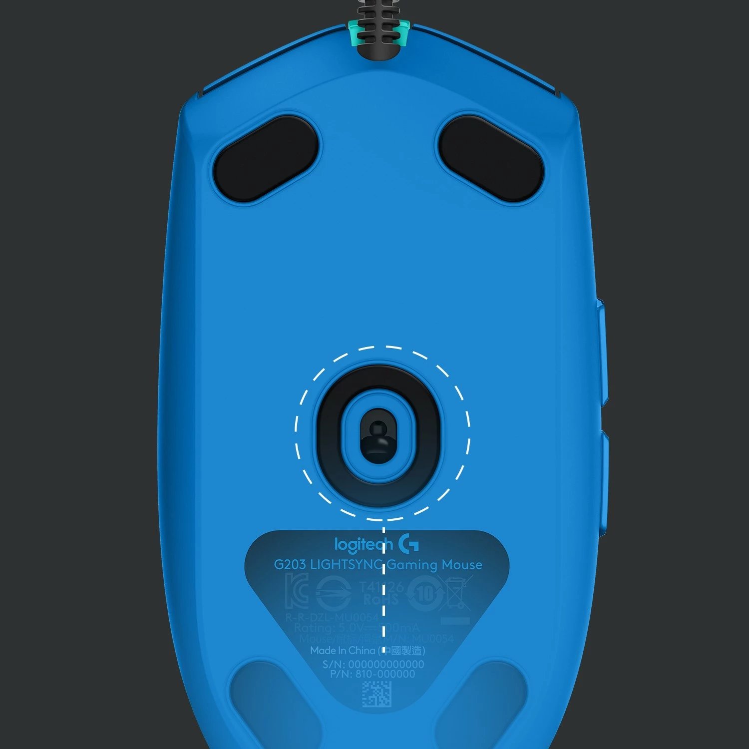 Maus gaming Logitech G203 LIGHTSYNC, USB, 8000 DPI, kaltër
