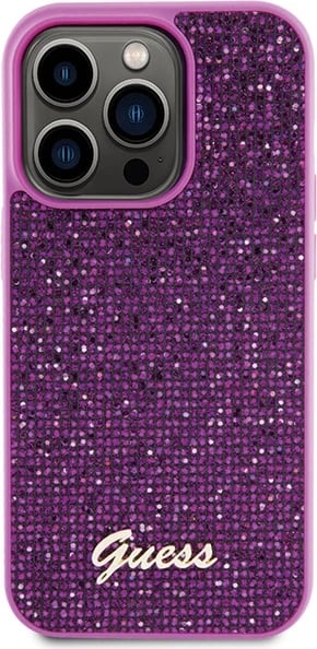 Mbështjellës Guess Disco Metal Script për iPhone 15 Pro, rozë Mbështjellës Guess Disco Metal Script për iPhone 15 Pro, rozë