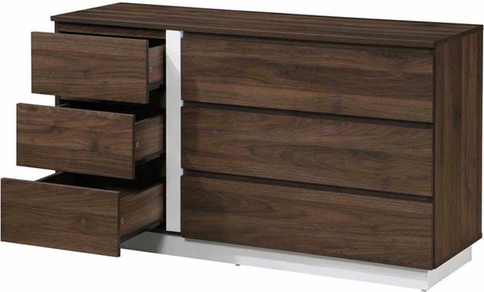 Komodë me 6 sirtarë, ngjyrë arre dhe e bardhë, 120x39x70cm