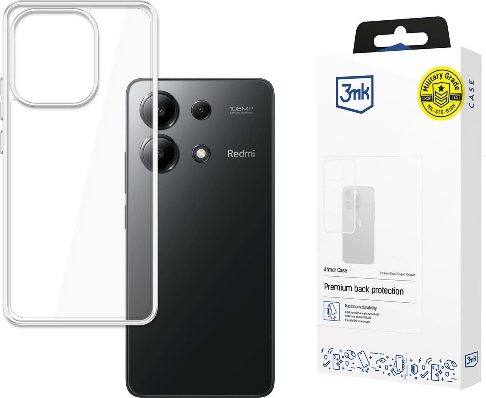 Mbështjellës 3mk Armor Case për Redmi Note 13 4G, transparent