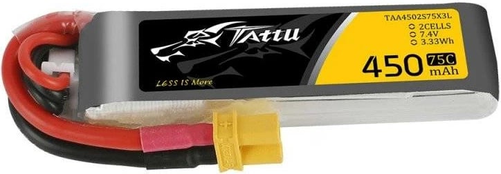 Bateri Tattu 450mAh 7.4V 75C 2S1P Long XT30