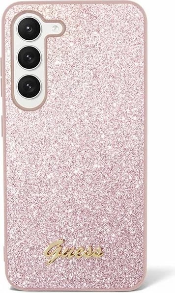 Mbështjellës Guess Glitter Script për Samsung Galaxy S24+, Rozë