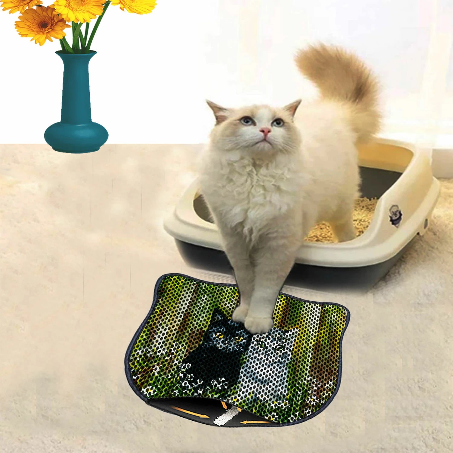 Tapet për rërë mace, shumëngjyrësh, Paws & Whiskers, Kdkafa0124, 40x50cm