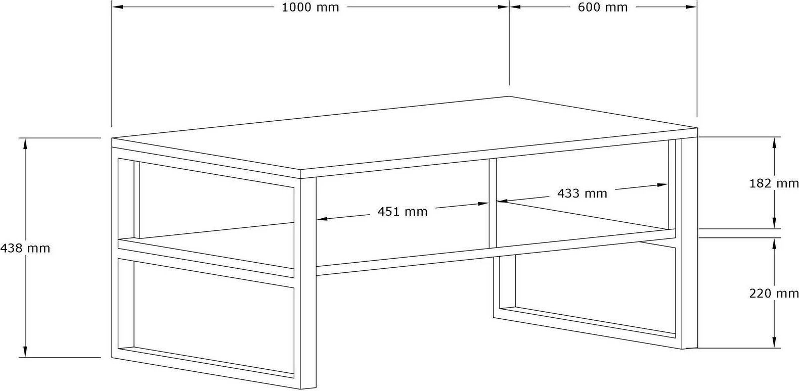 Tavolinë kafeje Hanah Home, Devon Orta, ngjyrë Sapphire Oak