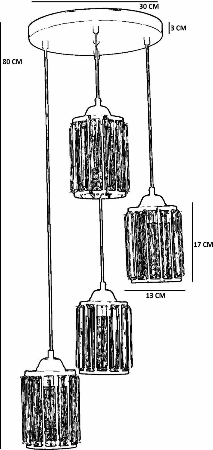Kandil tavani Opviq, i zi, 4 llampa, 9040-4