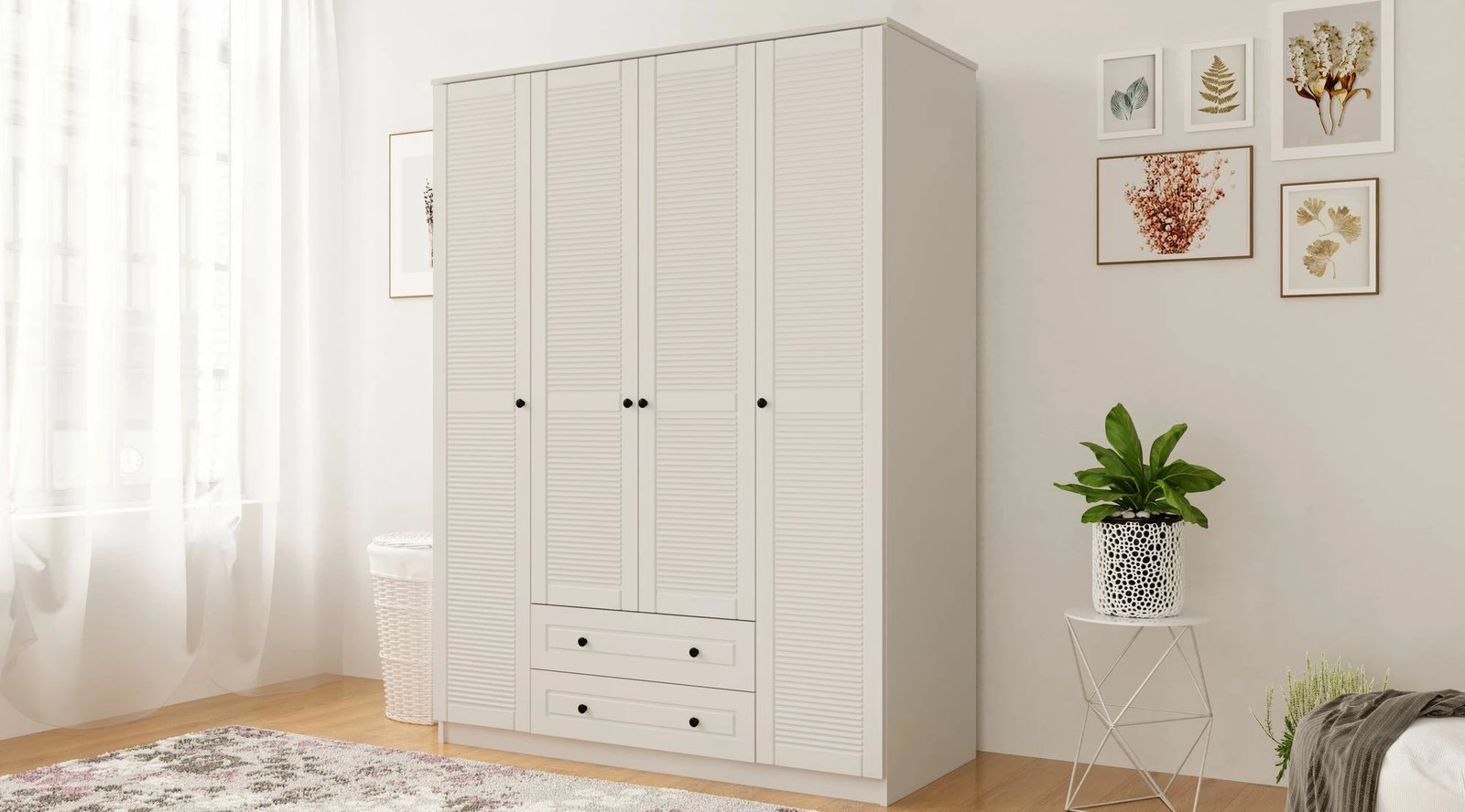 Dollap garderobe, ngjyrë e bardhë mat, Skye Decor, RB-063-01, 140x210x52cm