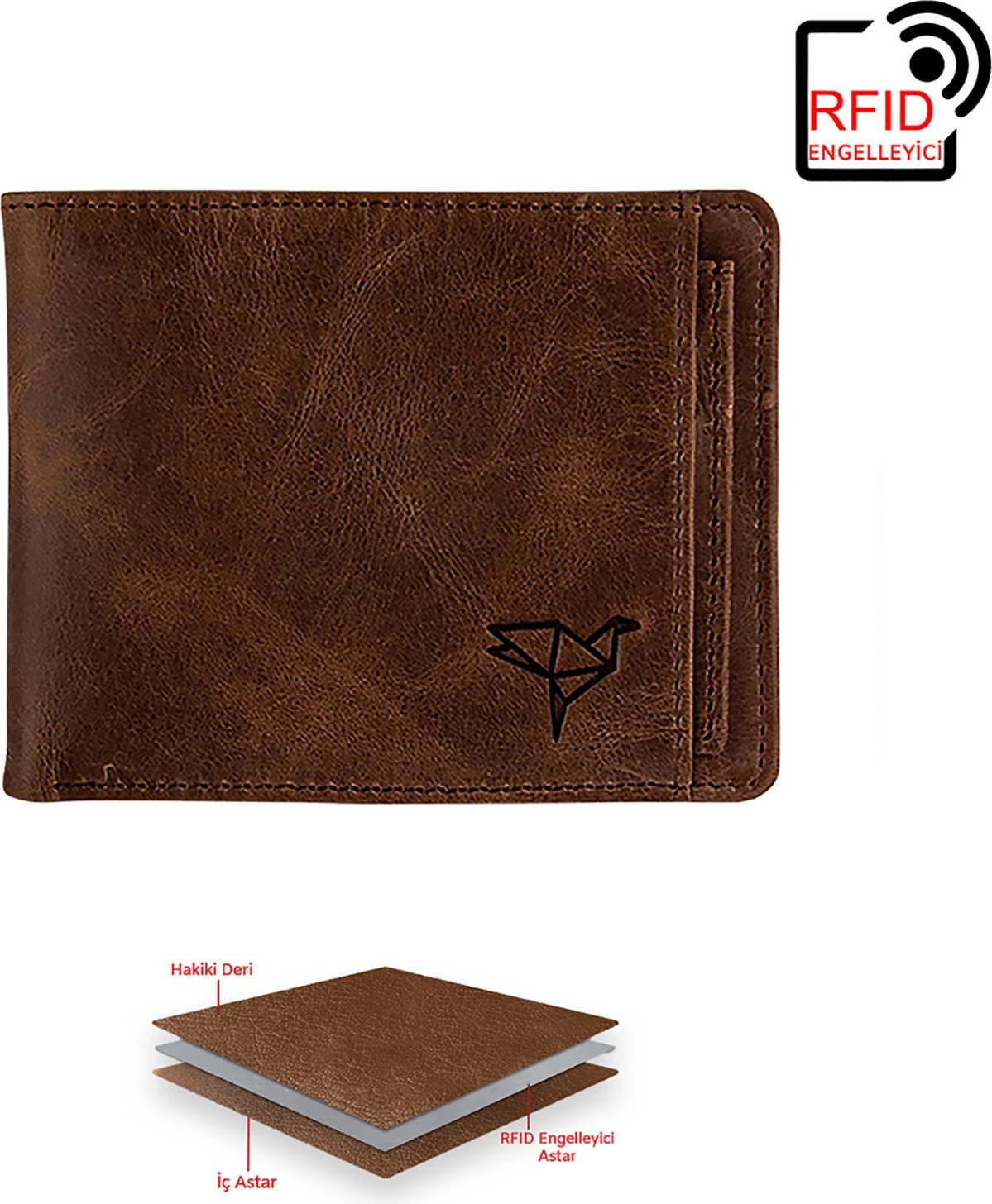 Portofol për burra, lëkurë e vërtetë, ngjyrë kafe, Kanguru, Zoozie Bags
