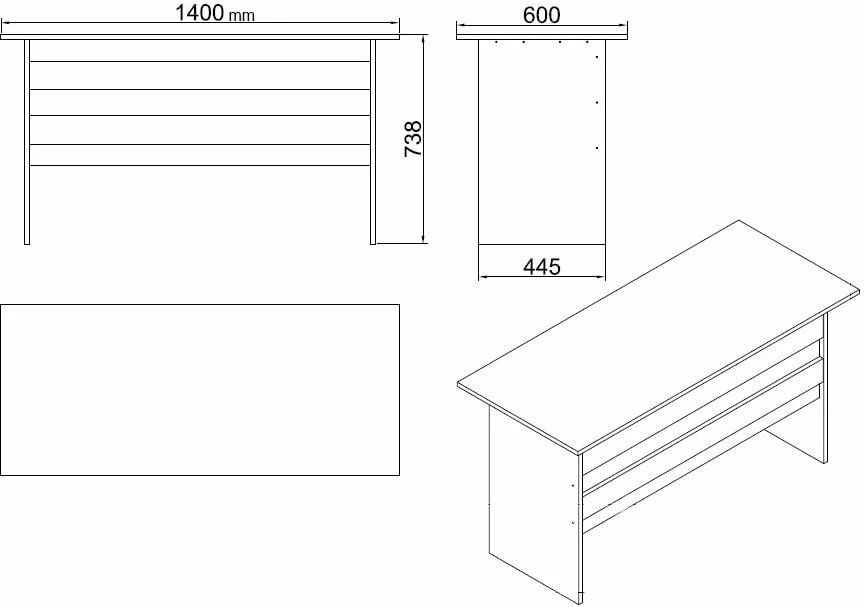 Set mobiljesh për zyre, ngjyrë lisi dhe e zezë, Skye Decor, Vo8-Ob