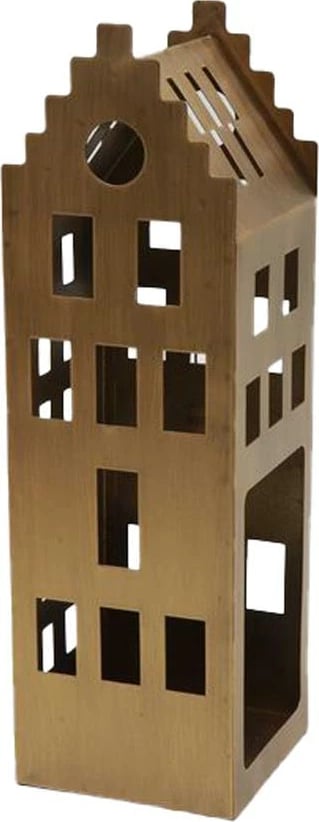 Dekoratë Krishtlindjesh për qiri, metal, ngjyrë kafe ari, 9x9x29.3cm