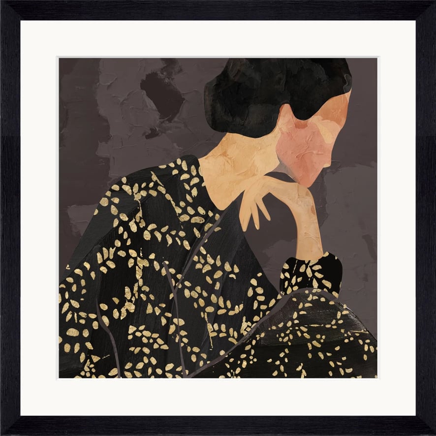 Pikturë dekorative Lady in Portrait, xham, dru, shumëngjyrëshe, 43x43x4cm