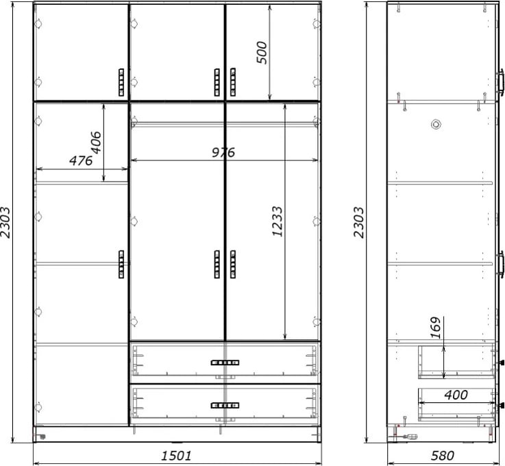 Dollap treshe me sirtarë Royal, ngjyrë sonoma, 150x58x230cm