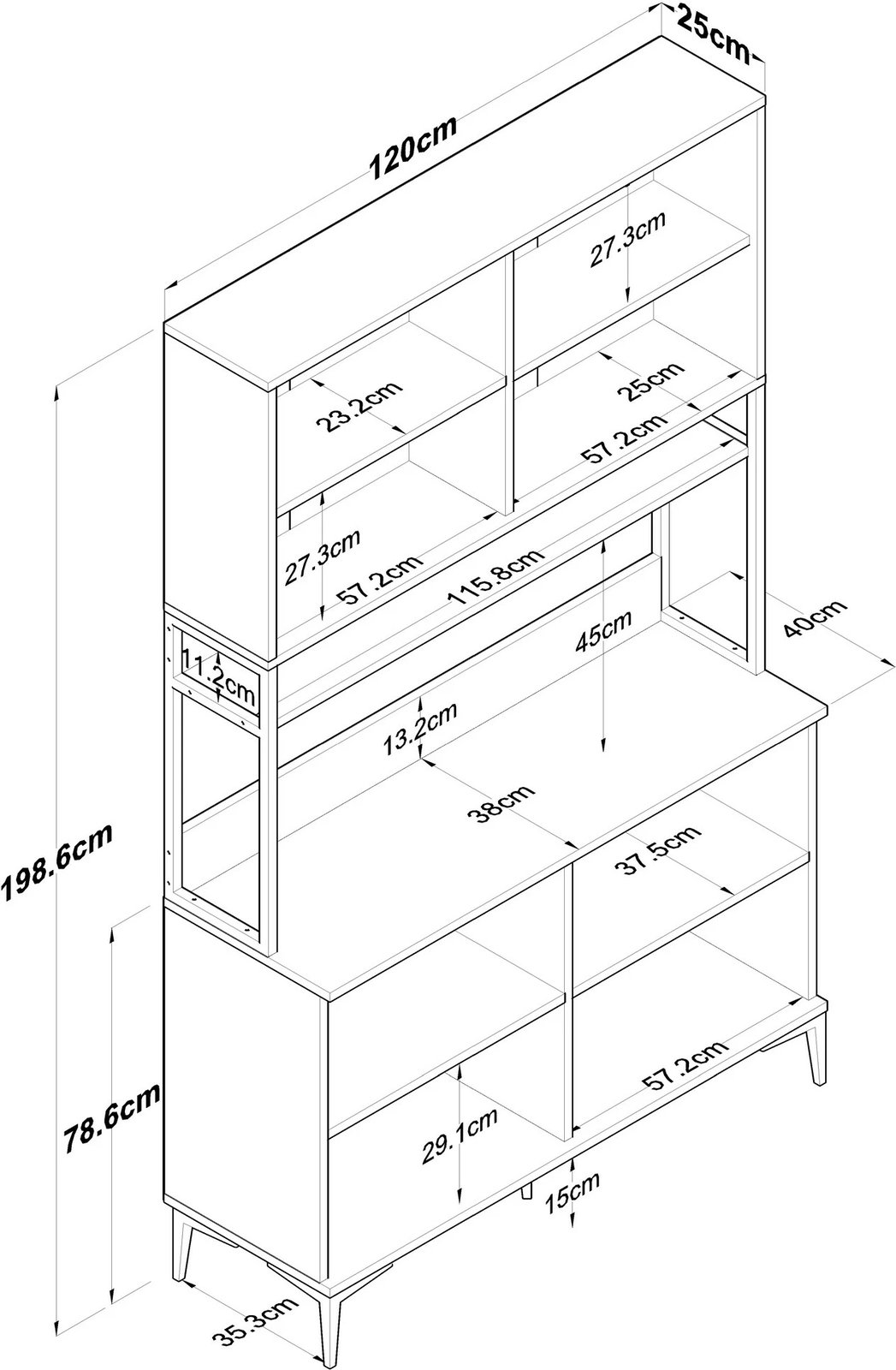 Dollap shumëfunksional Skye Decor, ngjyrë arre dhe e bardhë, JE173 - 3399