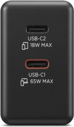 Karikues muri GaN me dy USB-C, Lenovo 40AW065BEU, 65W, me kabllo USB-C 1.5 m, zi Karikues muri GaN me dy USB-C, Lenovo 40AW065BEU, 65W, me kabllo USB-C 1.5 m, zi