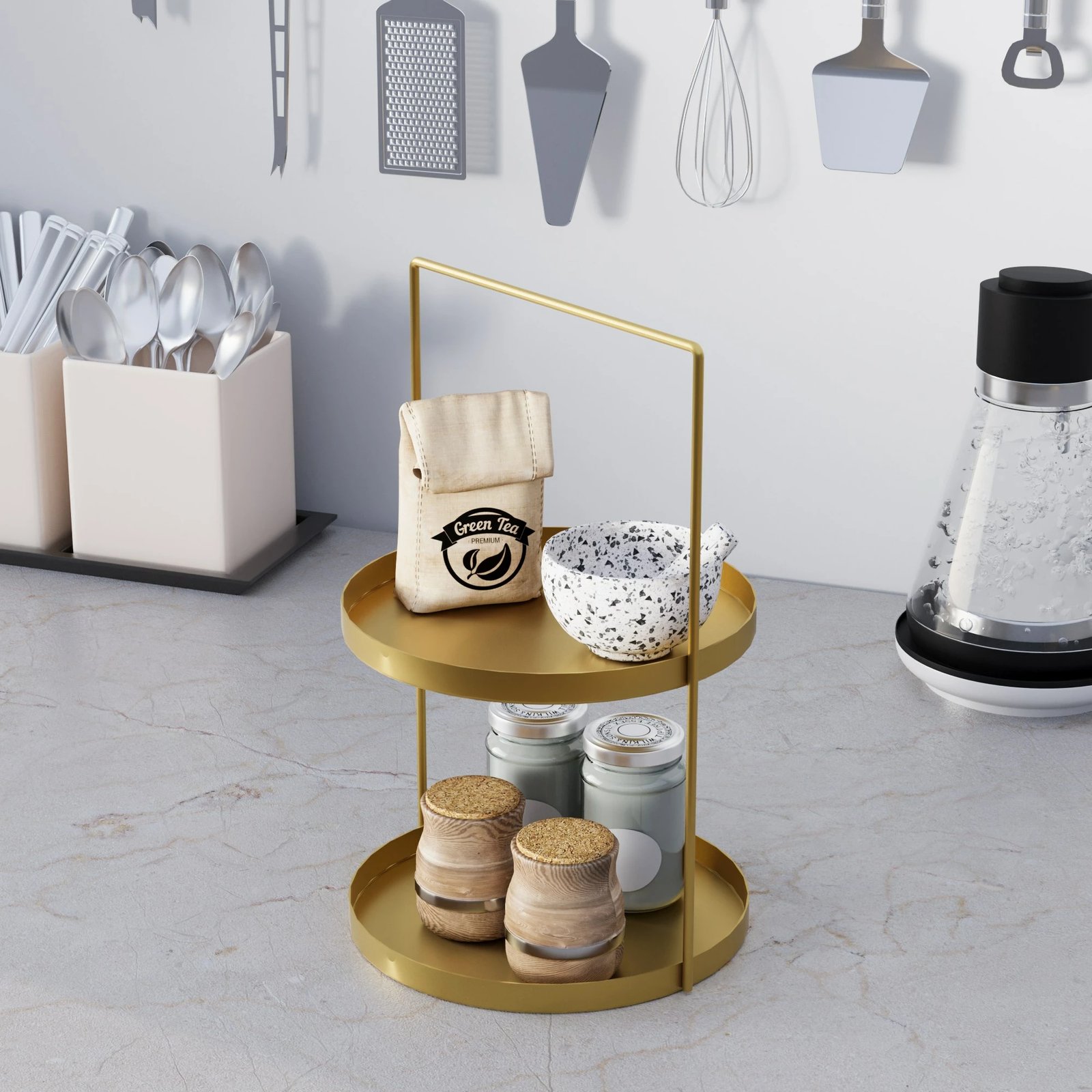 Aksesor dekorativ metalik, ngjyrë ari, dizajn Aberto, Tılos-B