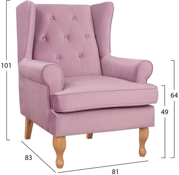 Karrige Brandon, ngjyrë livando, kadife, 81x83x101 cm, FH3073.12