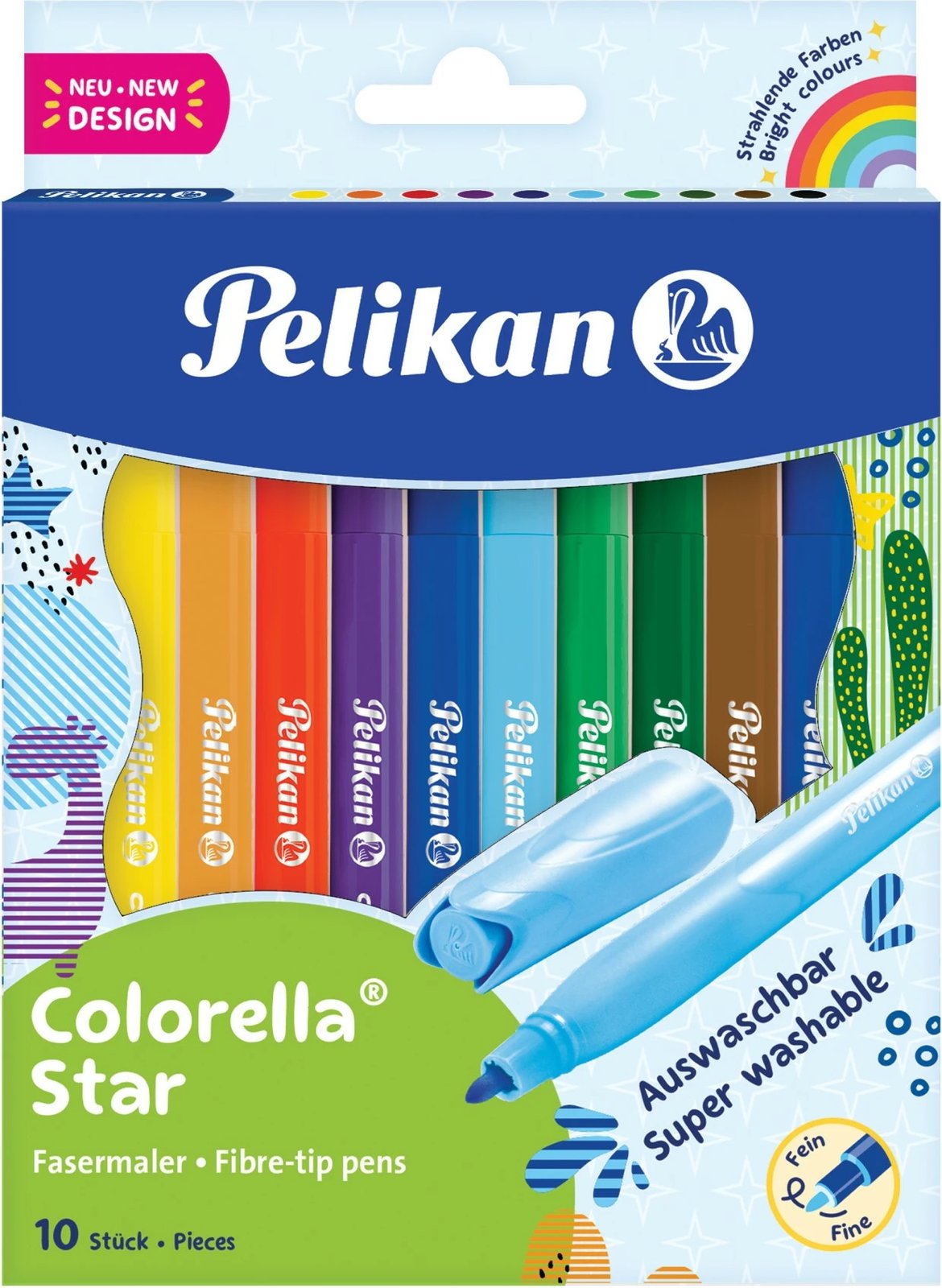 Set lapsa me ngjyra Pelikan Colorella Star, 10 ngjyra, majë e hollë 0.6mm