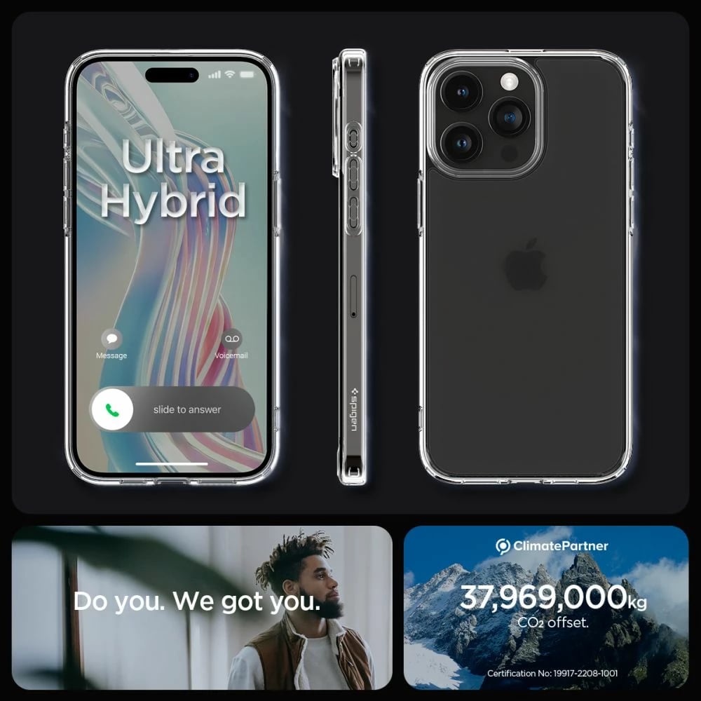 Mbështjellës Spigen Ultra Hybrid për iPhone 15 Pro, frost clear, gjysmë-transparent