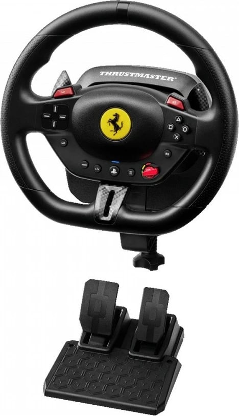Timon gare, Thrustmaster T98-P Ferrari 296, 240° USB me 2 pedale H.E.A.R.T., për PS5/PS4/PC, i zi, set