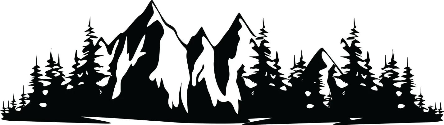 Aksesor dekorativ metalik për mur, Wallity, Mountain 1, ngjyrë e zezë, 68x19cm