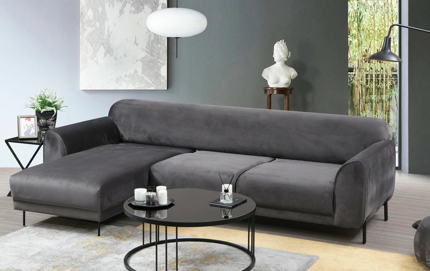 Kënd divan-krevat Atelier del Sofa, këndi majtas, anthracite