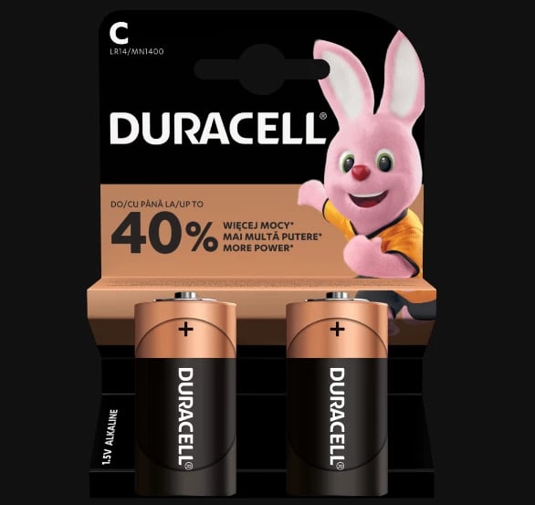 Bateri Alkaline Duracell LR14 C, 2 copë, një përdorimëshe